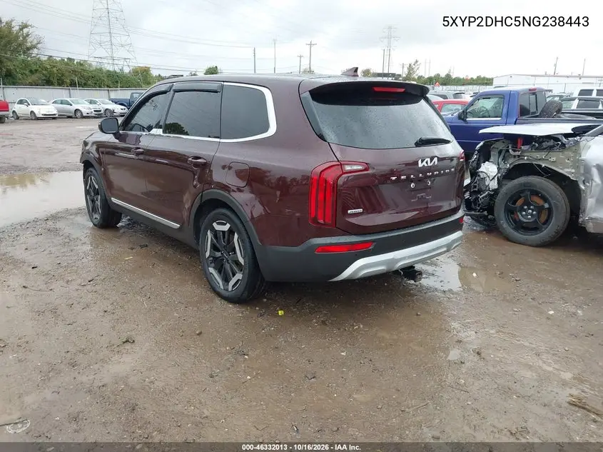 2022 KIA TELLURIDE VIN 5XYP2DHC5NG238443 — фото 3