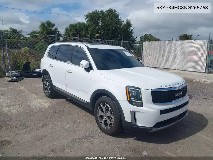 KIA TELLURIDE 2022, VIN 5XYP34HC8NG265763