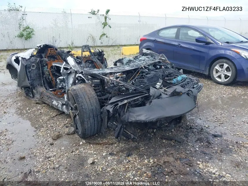 LAMBORGHINI HURACÁN 2015, VIN ZHWUC1ZF4FLA03233
