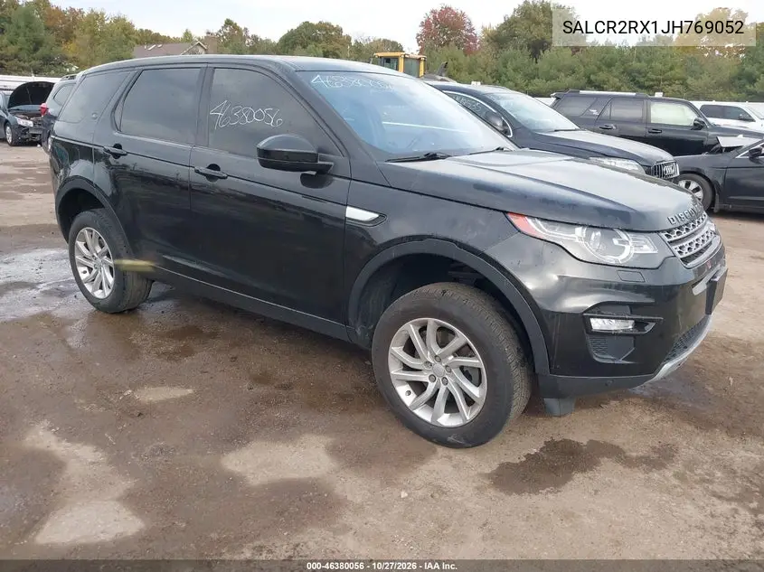 LAND ROVER DISCOVERY SPORT 2018, VIN SALCR2RX1JH769052
