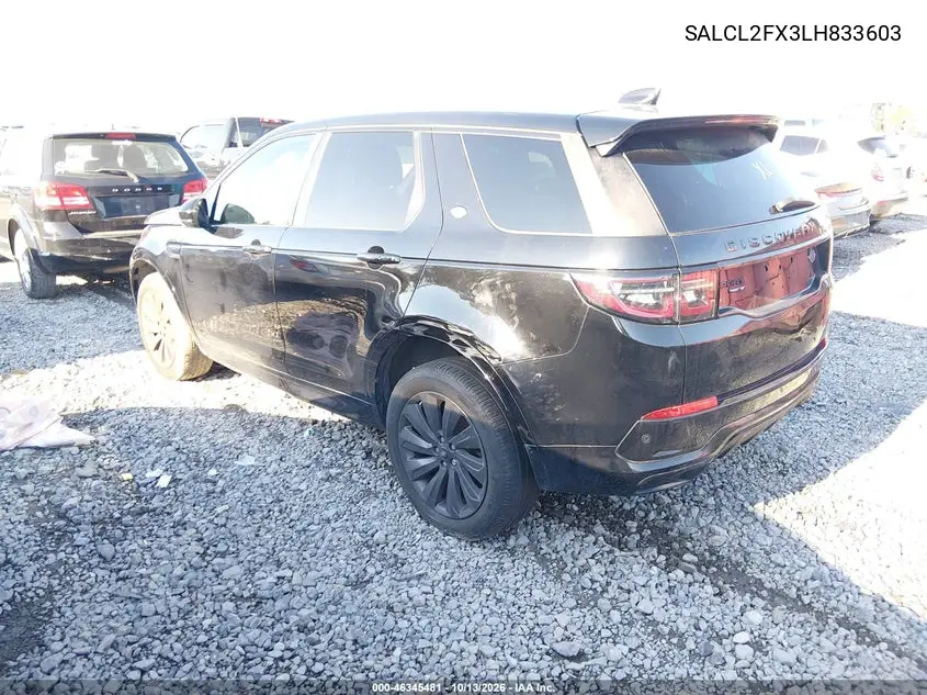 2020 LAND ROVER DISCOVERY SPORT VIN SALCL2FX3LH833603 — фото 3