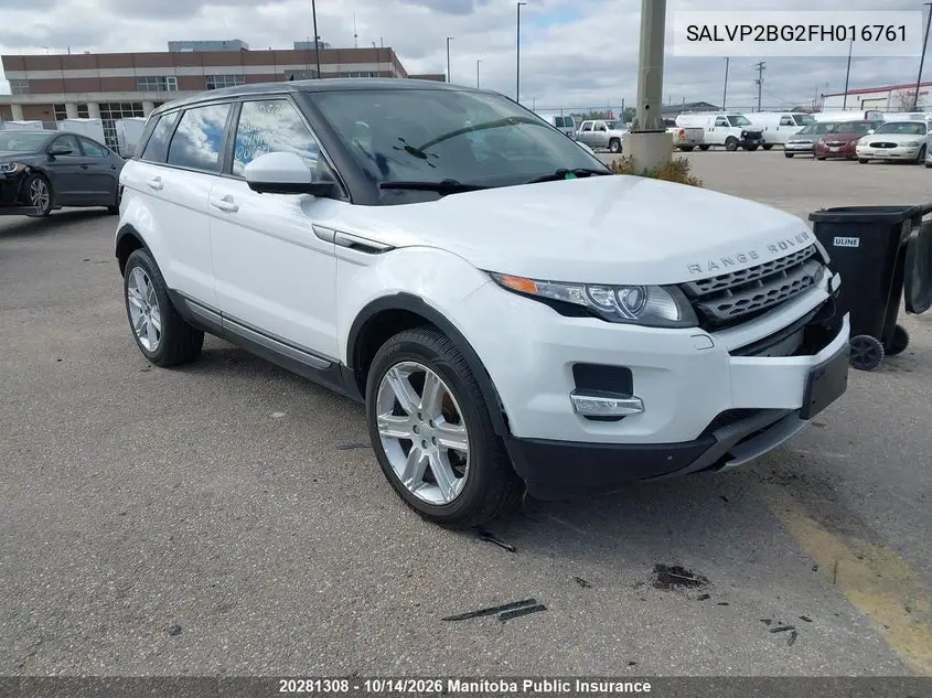 LAND ROVER RANGE ROVER EVOQUE 2015, VIN SALVP2BG2FH016761