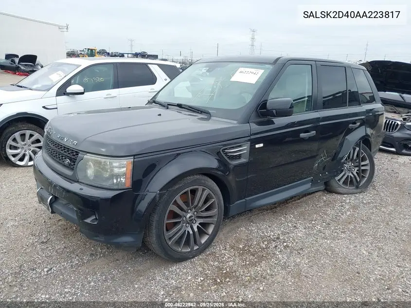 2010 LAND ROVER RANGE ROVER SPORT VIN SALSK2D40AA223817 — фото 2