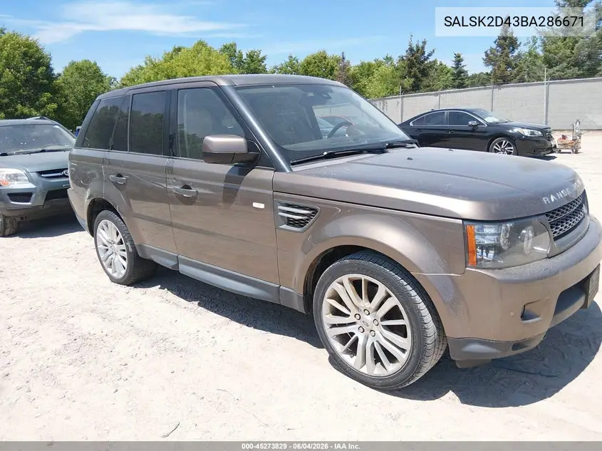 LAND ROVER RANGE ROVER SPORT 2011, VIN SALSK2D43BA286671