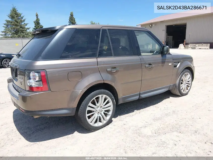 2011 LAND ROVER RANGE ROVER SPORT VIN SALSK2D43BA286671 — фото 4