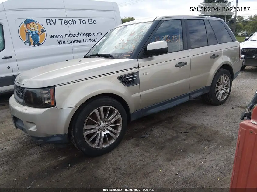 2011 LAND ROVER RANGE ROVER SPORT VIN SALSK2D44BA263187 — фото 2