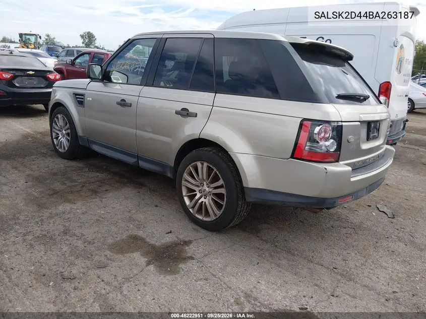 2011 LAND ROVER RANGE ROVER SPORT VIN SALSK2D44BA263187 — фото 3