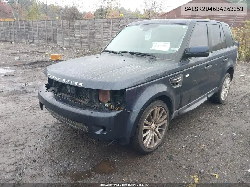 2011 LAND ROVER RANGE ROVER SPORT VIN SALSK2D46BA263353 — фото 2