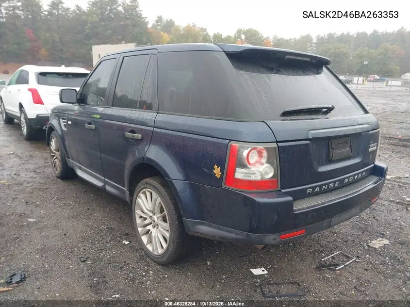 2011 LAND ROVER RANGE ROVER SPORT VIN SALSK2D46BA263353 — фото 3