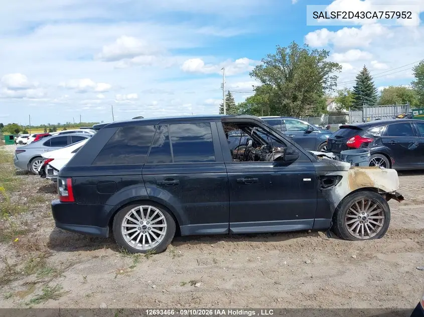 2012 LAND ROVER RANGE ROVER SPORT VIN SALSF2D43CA757952 — фото 12