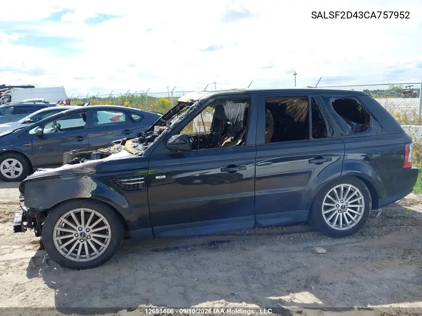 2012 LAND ROVER RANGE ROVER SPORT VIN SALSF2D43CA757952 — фото 13