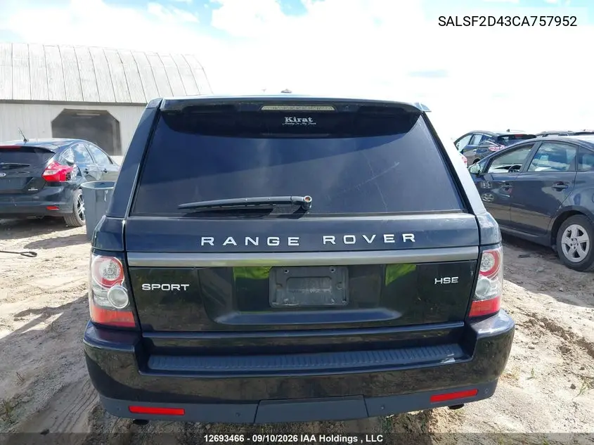 2012 LAND ROVER RANGE ROVER SPORT VIN SALSF2D43CA757952 — фото 15