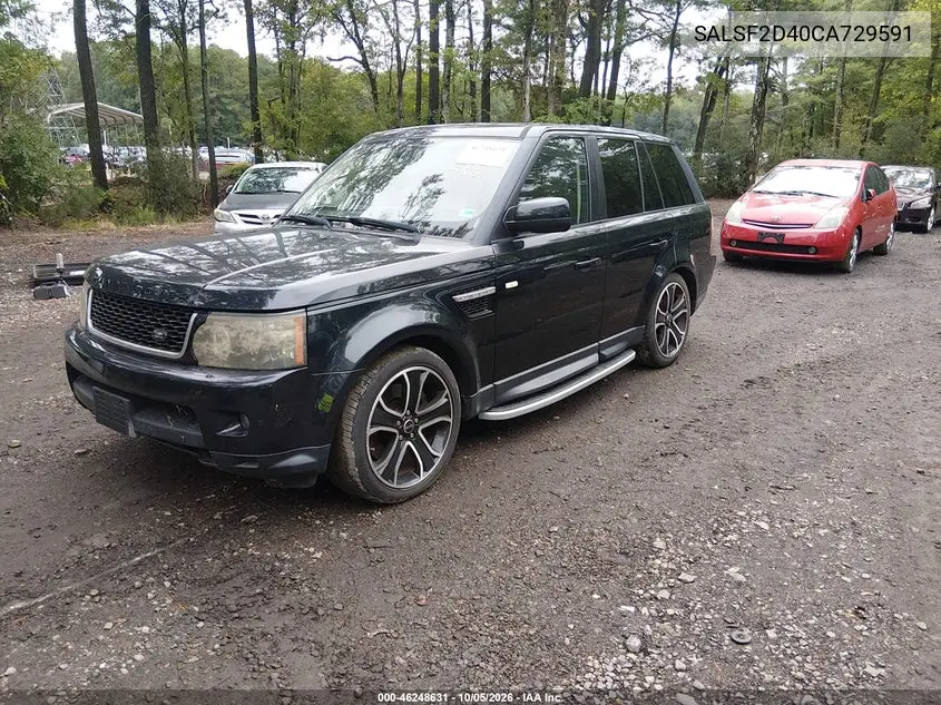 2012 LAND ROVER RANGE ROVER SPORT VIN SALSF2D40CA729591 — фото 2