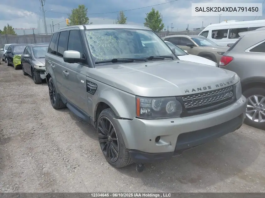 LAND ROVER RANGE ROVER SPORT 2013, VIN SALSK2D4XDA791450