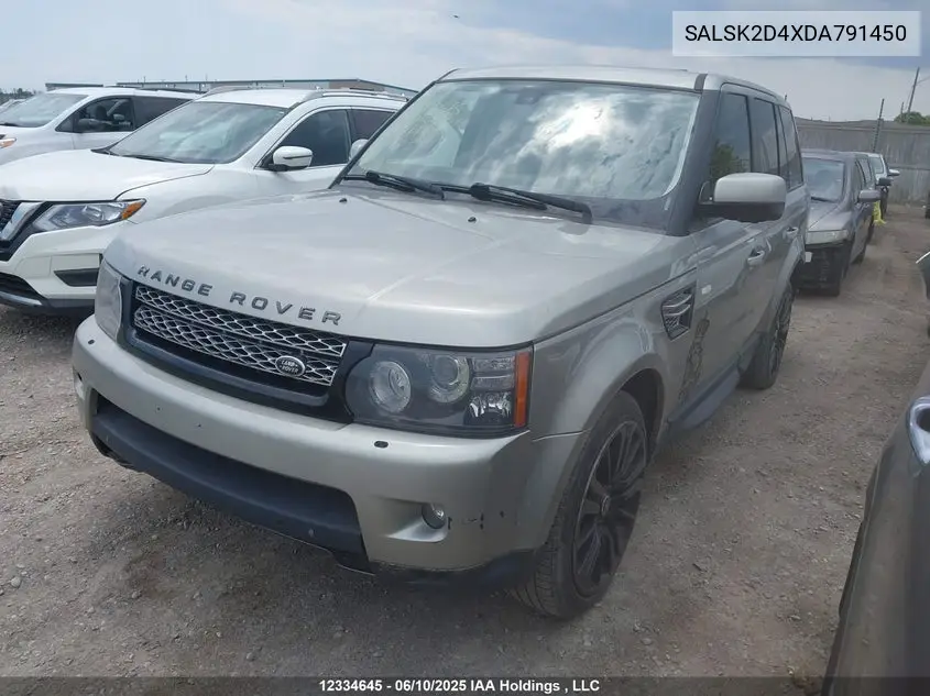 2013 LAND ROVER RANGE ROVER SPORT VIN SALSK2D4XDA791450 — фото 2