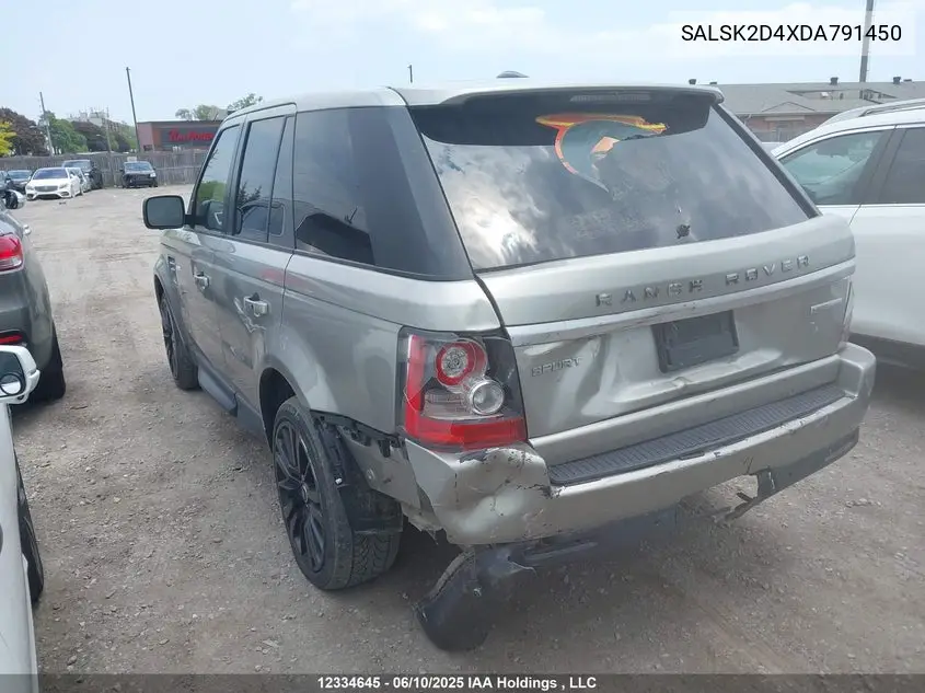 2013 LAND ROVER RANGE ROVER SPORT VIN SALSK2D4XDA791450 — фото 3