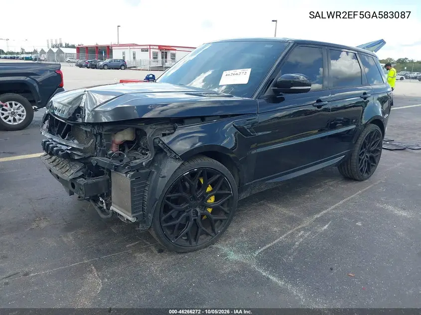 2016 LAND ROVER RANGE ROVER SPORT VIN SALWR2EF5GA583087 — фото 2