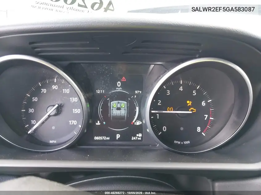 2016 LAND ROVER RANGE ROVER SPORT VIN SALWR2EF5GA583087 — фото 7