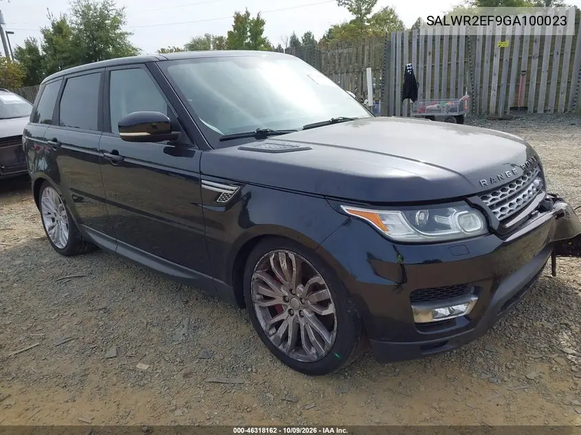 LAND ROVER RANGE ROVER SPORT 2016, VIN SALWR2EF9GA100023