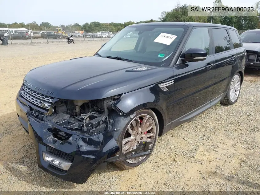 2016 LAND ROVER RANGE ROVER SPORT VIN SALWR2EF9GA100023 — фото 2