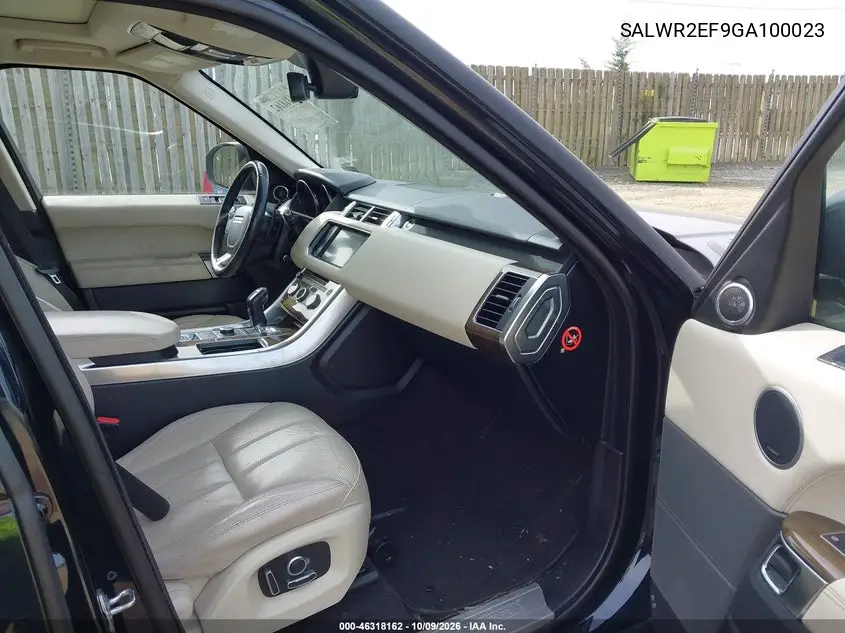 2016 LAND ROVER RANGE ROVER SPORT VIN SALWR2EF9GA100023 — фото 5