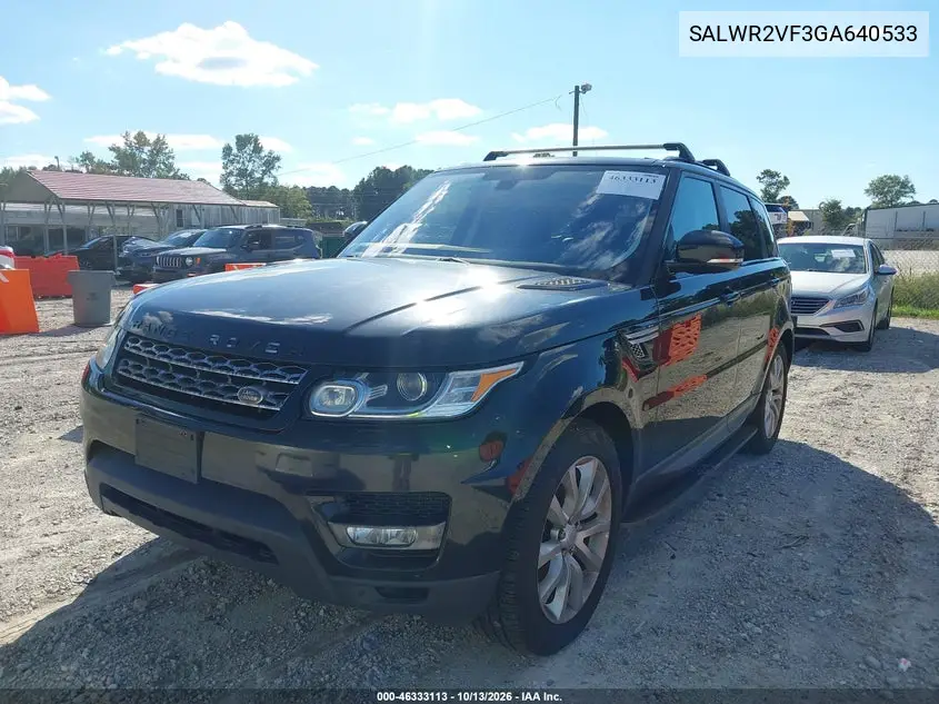 2016 LAND ROVER RANGE ROVER SPORT VIN SALWR2VF3GA640533 — фото 2