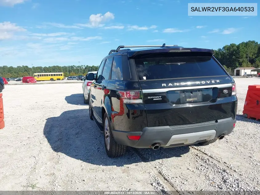 2016 LAND ROVER RANGE ROVER SPORT VIN SALWR2VF3GA640533 — фото 3