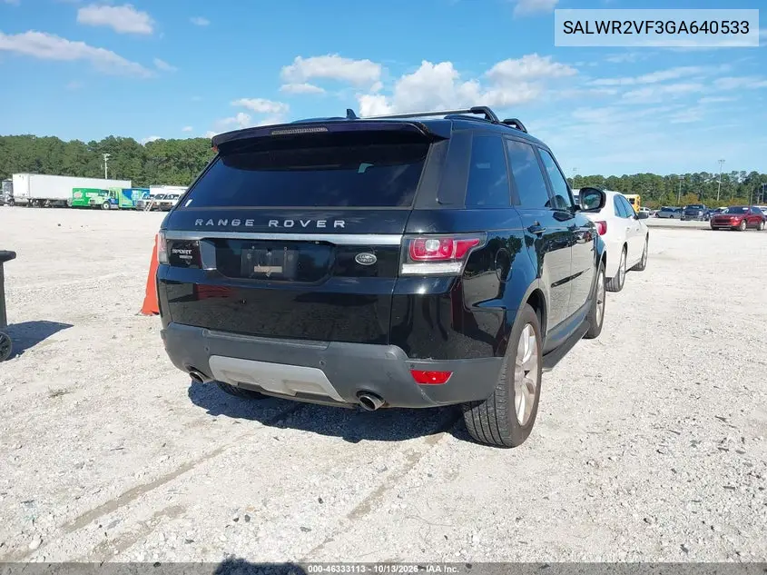2016 LAND ROVER RANGE ROVER SPORT VIN SALWR2VF3GA640533 — фото 4