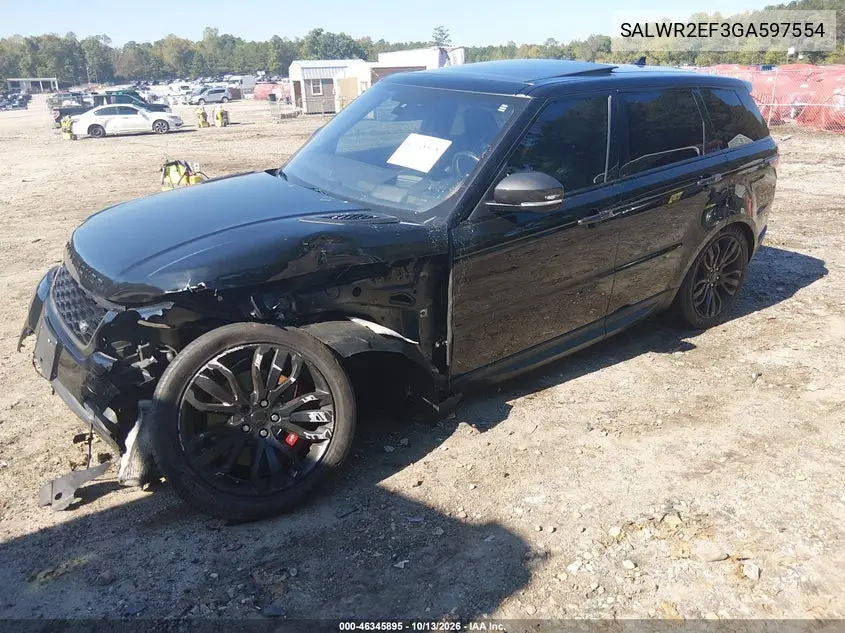 2016 LAND ROVER RANGE ROVER SPORT VIN SALWR2EF3GA597554 — фото 2