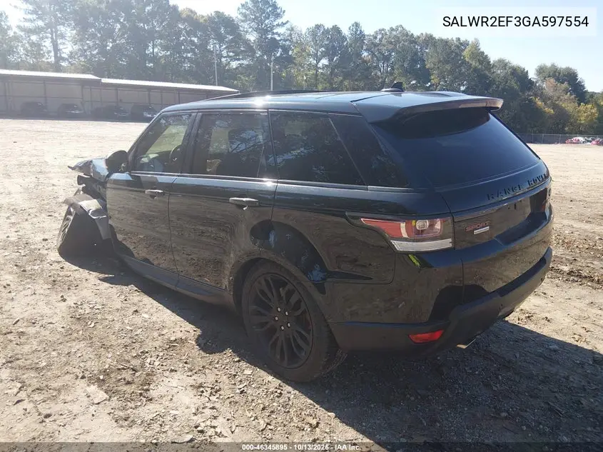 2016 LAND ROVER RANGE ROVER SPORT VIN SALWR2EF3GA597554 — фото 3
