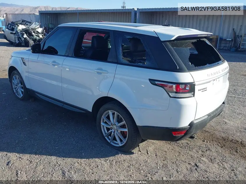 2016 LAND ROVER RANGE ROVER SPORT VIN SALWR2VF9GA581908 — фото 3