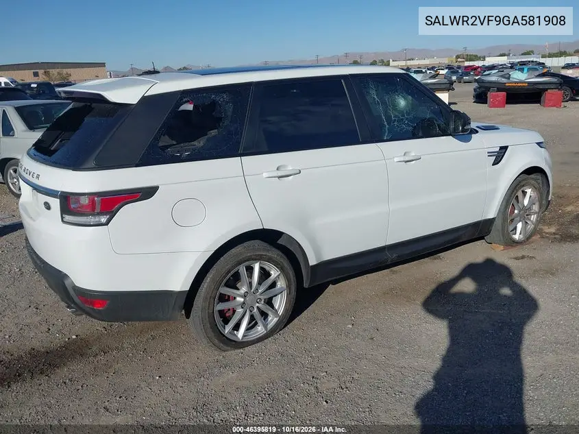 2016 LAND ROVER RANGE ROVER SPORT VIN SALWR2VF9GA581908 — фото 4
