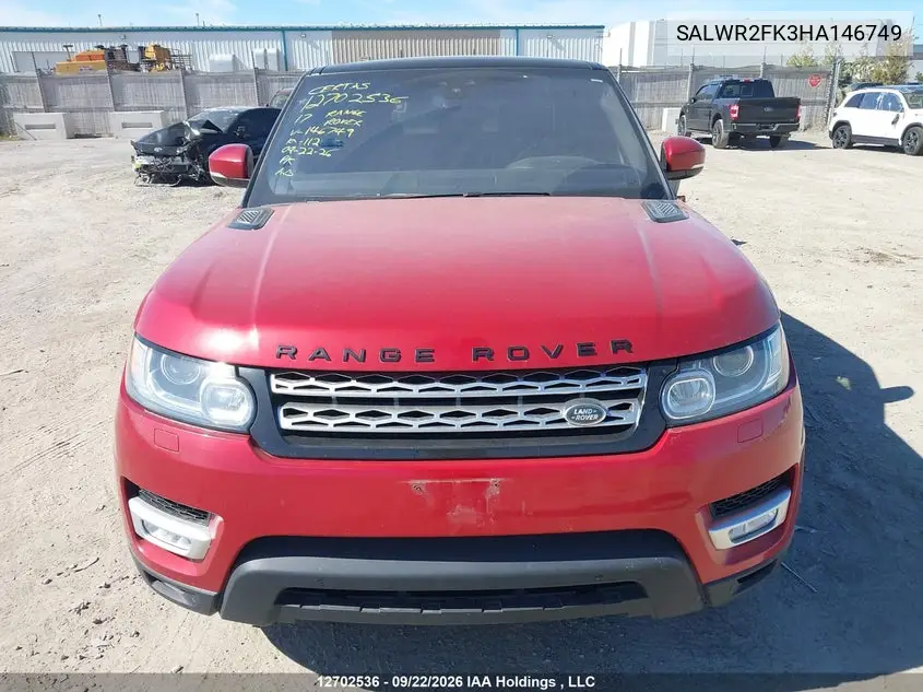 2017 LAND ROVER RANGE ROVER SPORT VIN SALWR2FK3HA146749 — фото 12