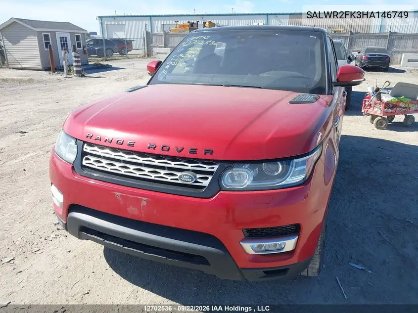 2017 LAND ROVER RANGE ROVER SPORT VIN SALWR2FK3HA146749 — фото 2