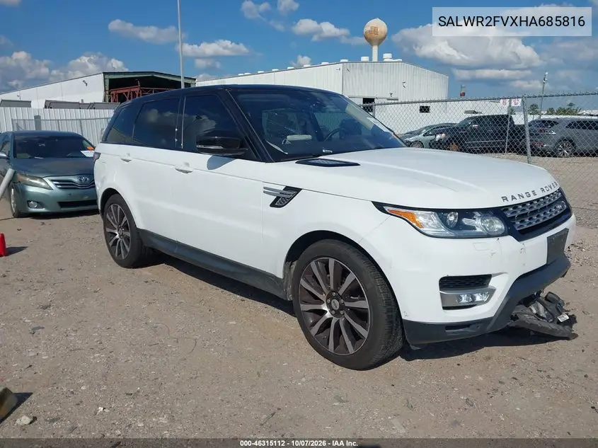 LAND ROVER RANGE ROVER SPORT 2017, VIN SALWR2FVXHA685816