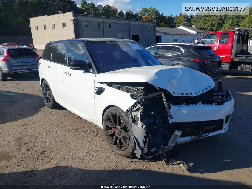 LAND ROVER RANGE ROVER SPORT 2018, VIN SALWV2SV3JA803177