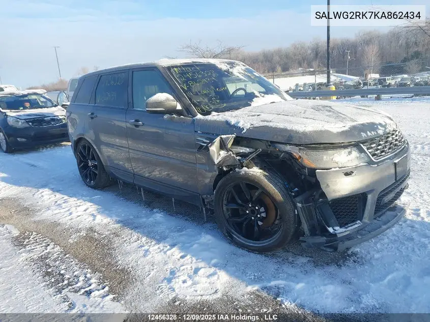 LAND ROVER RANGE ROVER SPORT 2019, VIN SALWG2RK7KA862434