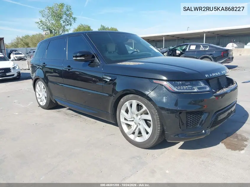 LAND ROVER RANGE ROVER SPORT 2019, VIN SALWR2RU5KA868227