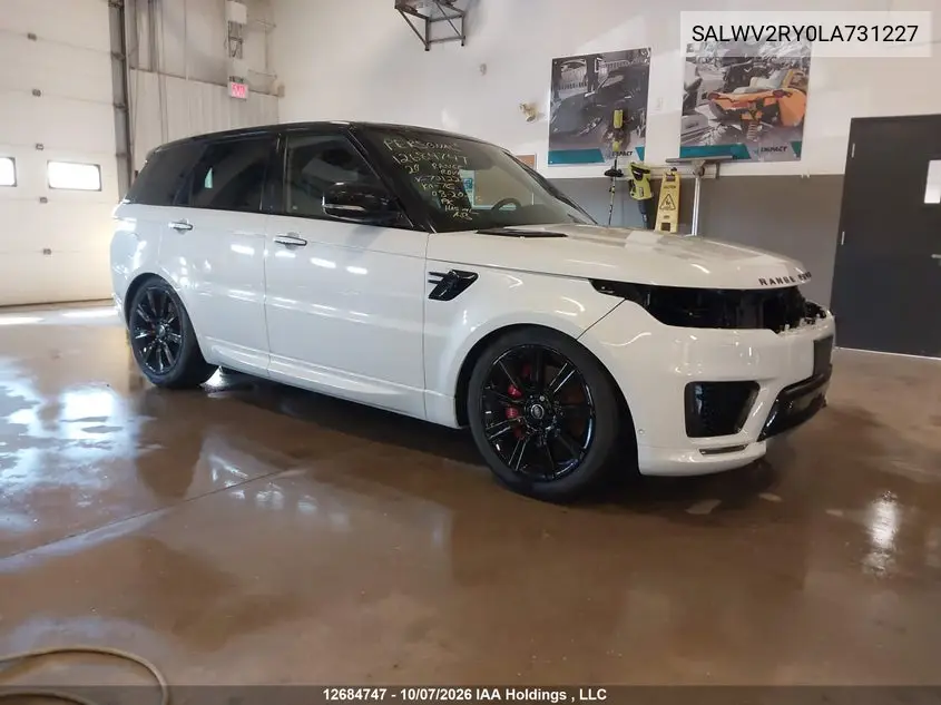 LAND ROVER RANGE ROVER SPORT 2020, VIN SALWV2RY0LA731227