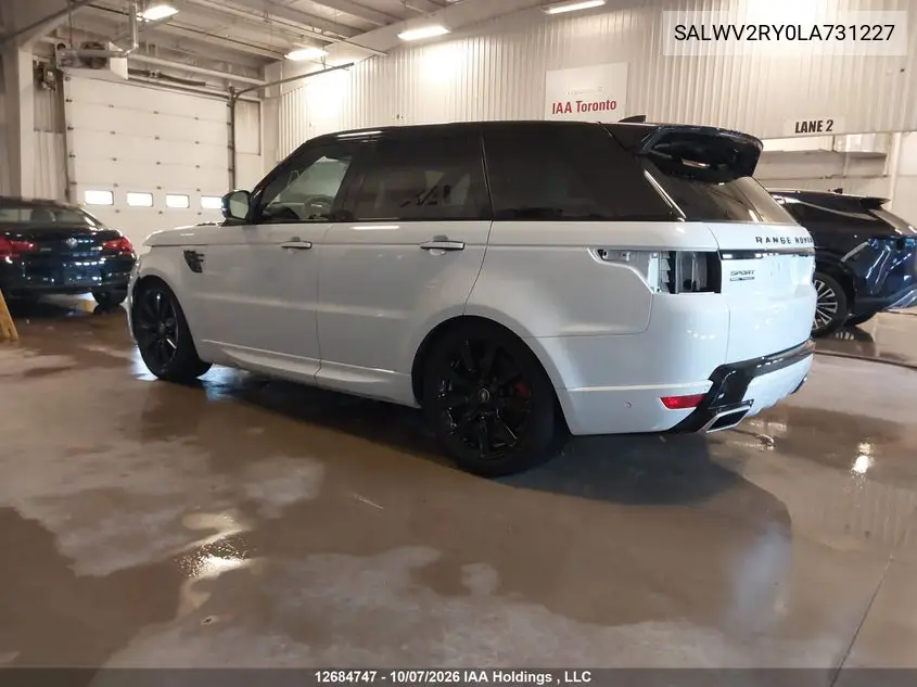2020 LAND ROVER RANGE ROVER SPORT VIN SALWV2RY0LA731227 — фото 3