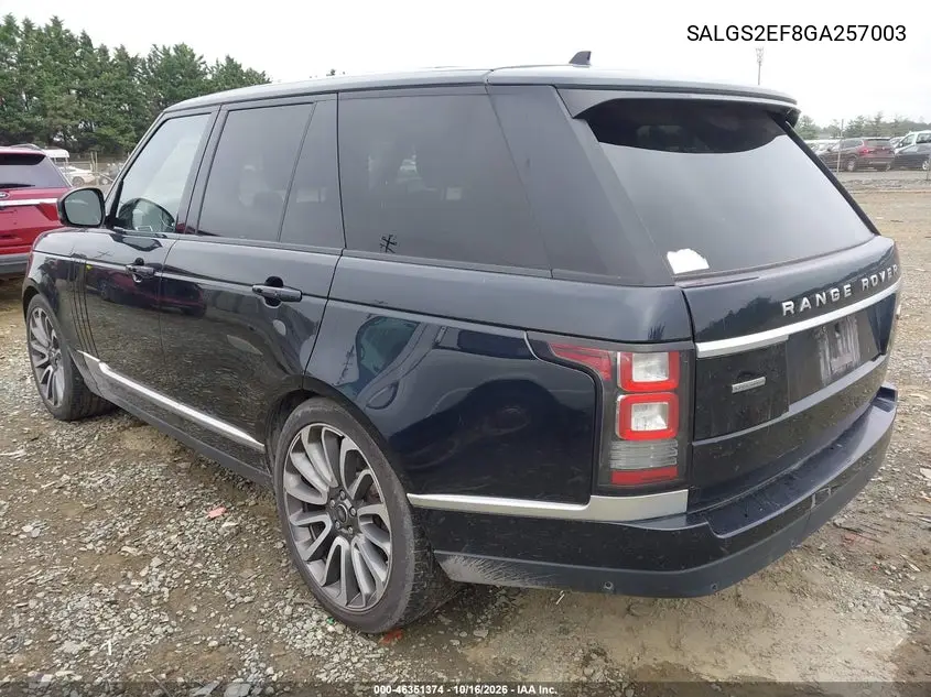 2016 LAND ROVER RANGE ROVER VIN SALGS2EF8GA257003 — фото 3