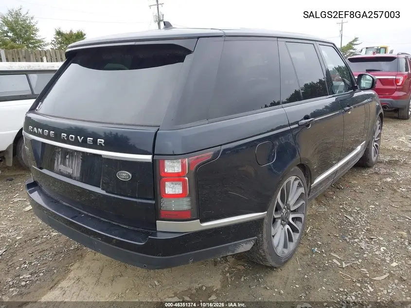 2016 LAND ROVER RANGE ROVER VIN SALGS2EF8GA257003 — фото 4