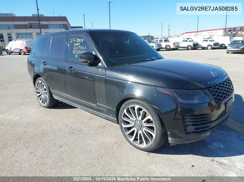 LAND ROVER RANGE ROVER 2018, VIN SALGV2RE7JA508285