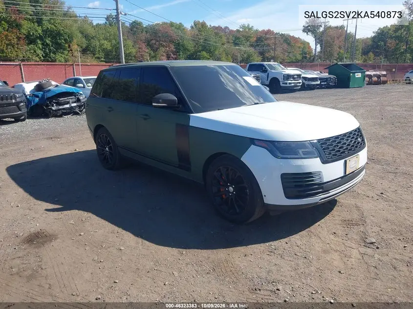 LAND ROVER RANGE ROVER 2019, VIN SALGS2SV2KA540873