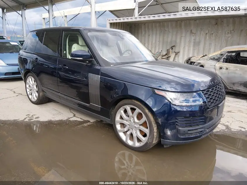 LAND ROVER RANGE ROVER 2020, VIN SALGS2SEXLA587635