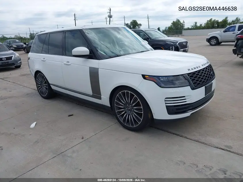 LAND ROVER RANGE ROVER 2021, VIN SALGS2SE0MA446638
