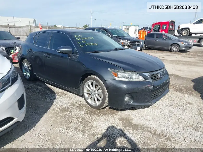 LEXUS CT 2011, VIN JTHKD5BH5B2033403