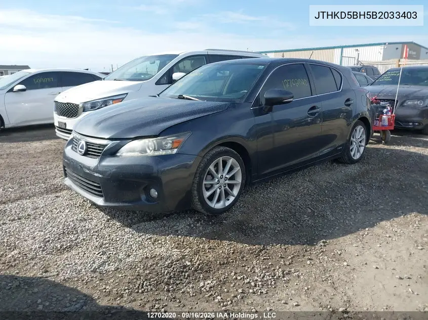 2011 LEXUS CT VIN JTHKD5BH5B2033403 — фото 2