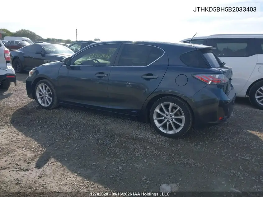 2011 LEXUS CT VIN JTHKD5BH5B2033403 — фото 3