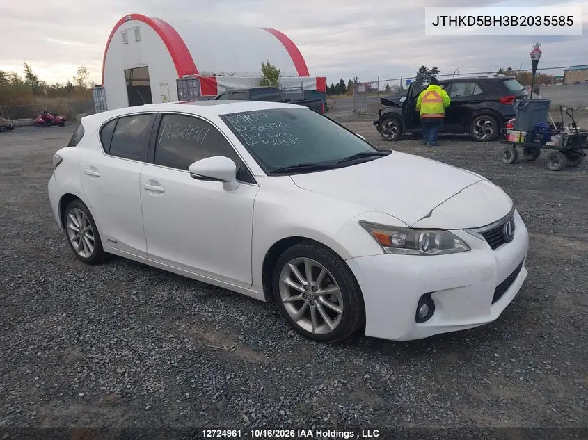 LEXUS CT 2011, VIN JTHKD5BH3B2035585